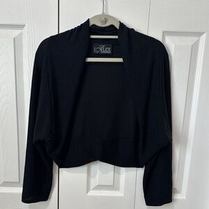 Alex Evenings Black Women's Open Front Shrug